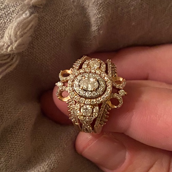 Vintage inspired rose gold wedding ring and guard - Picture 4 of 4